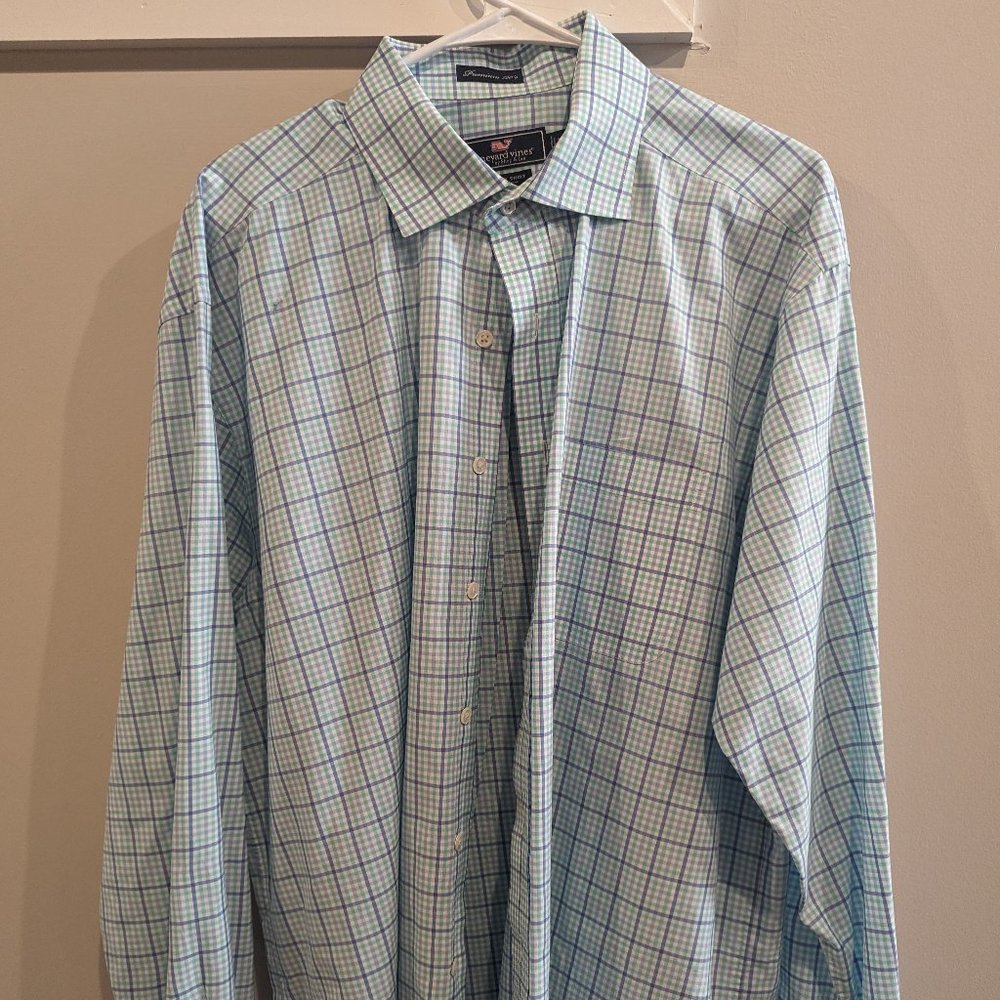 Vineyard Vines Cooper Shirt - Blue/Green Plaid - Men's XL